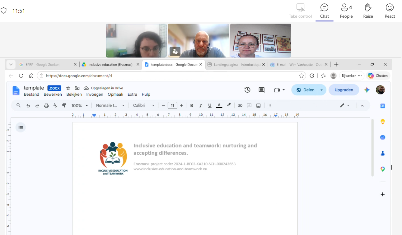 Shared project document template during the online meeting