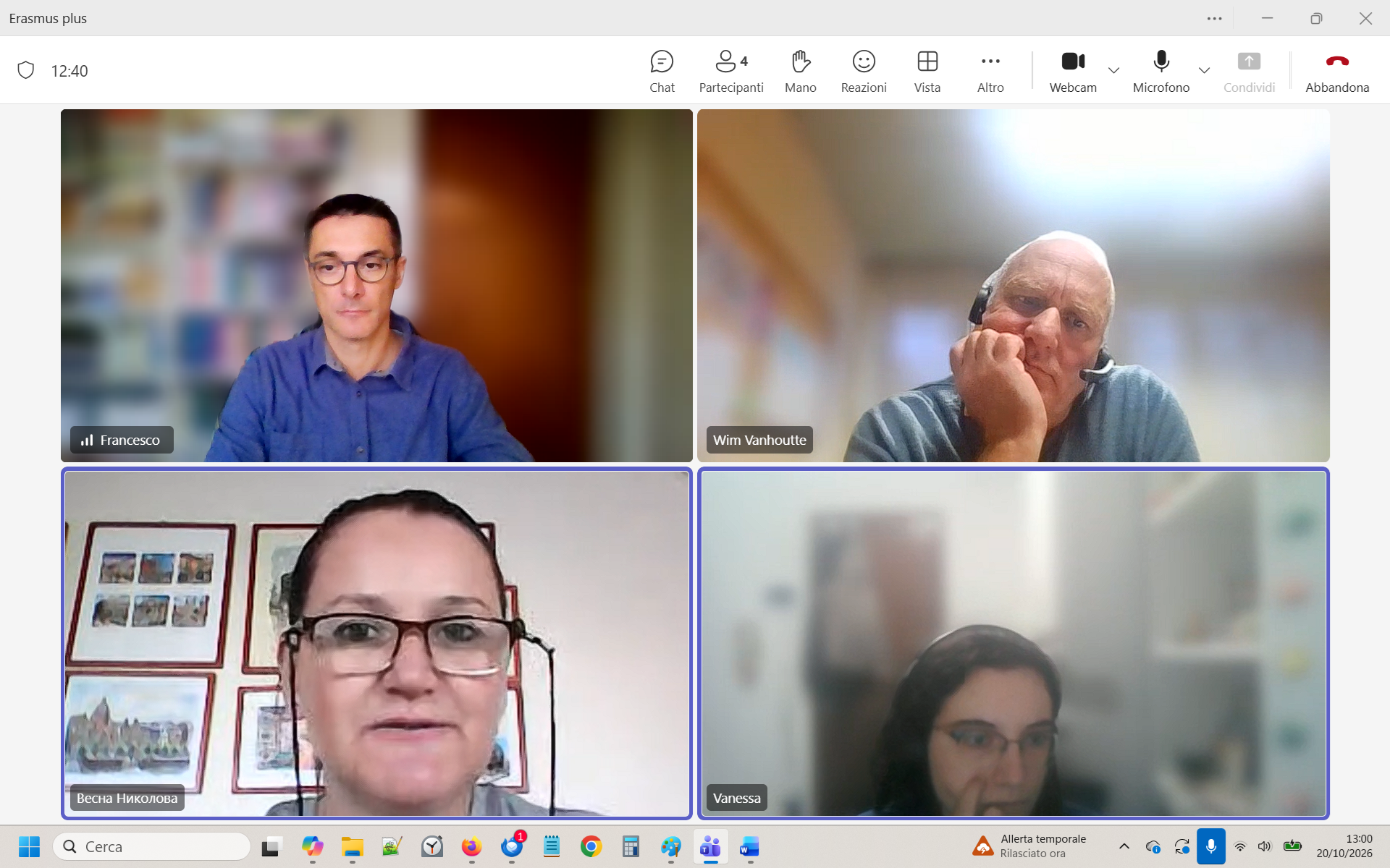 Erasmus+ partners attending the online meeting