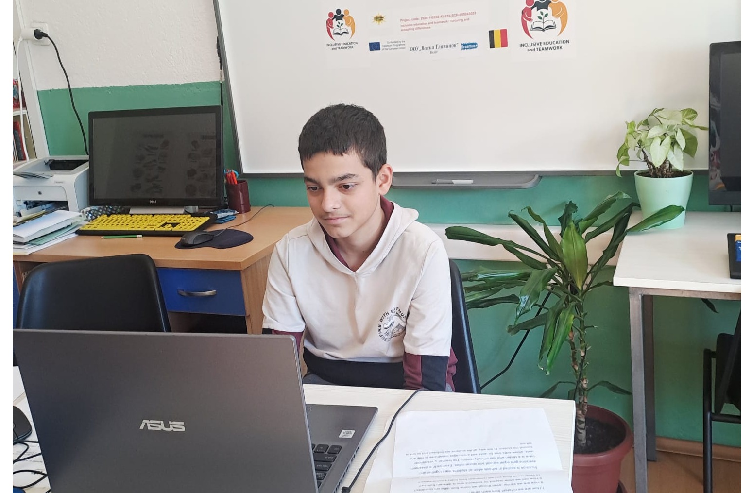 Student taking part in the online interview