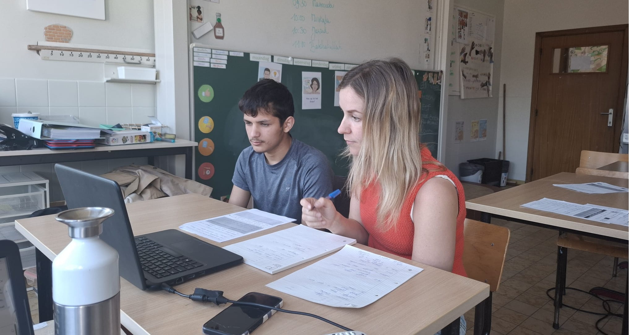 Student and teacher during the online interview